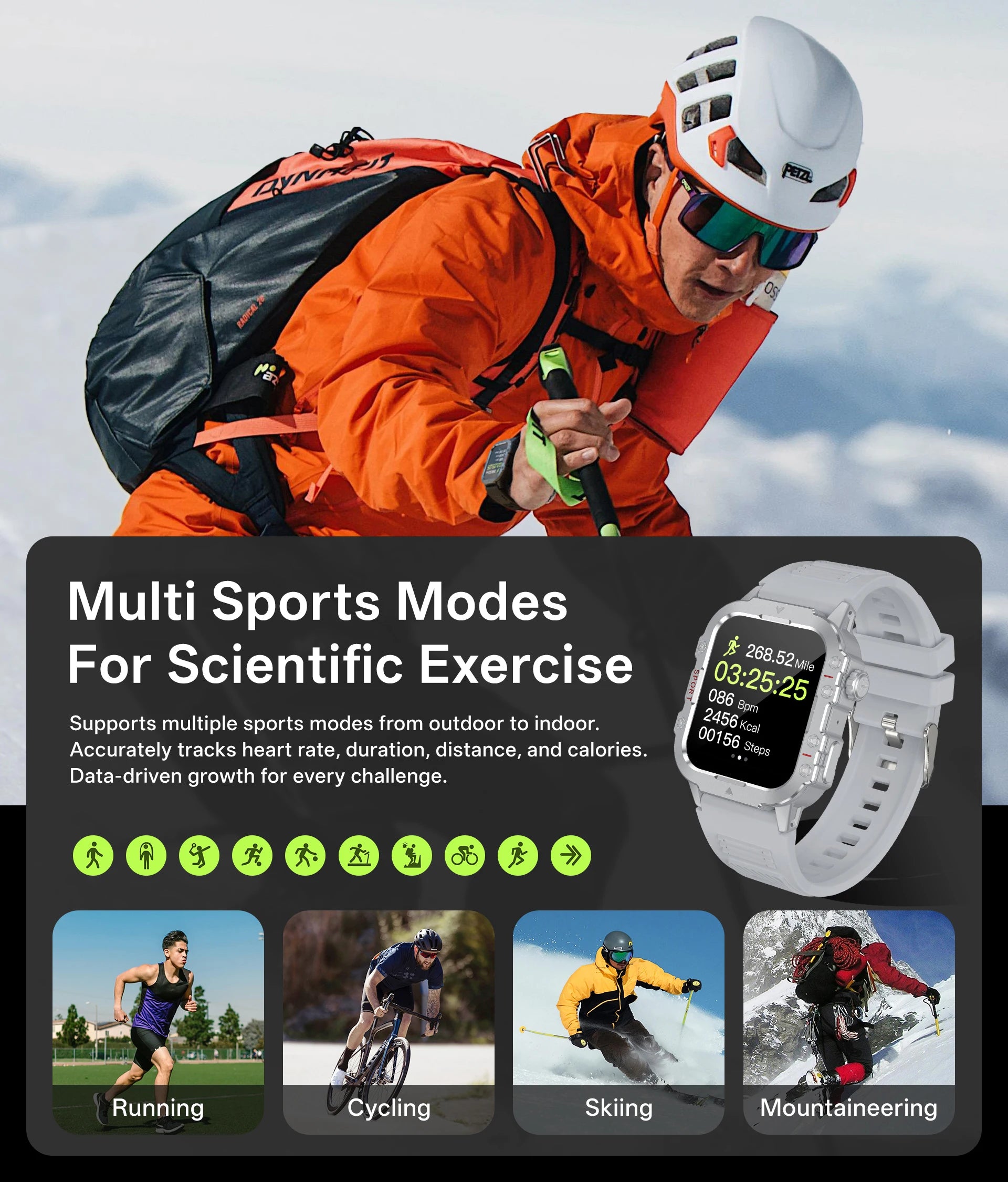 COTAUL Military Smartwatch 1.44" BT Call GPS Fitness Tracker