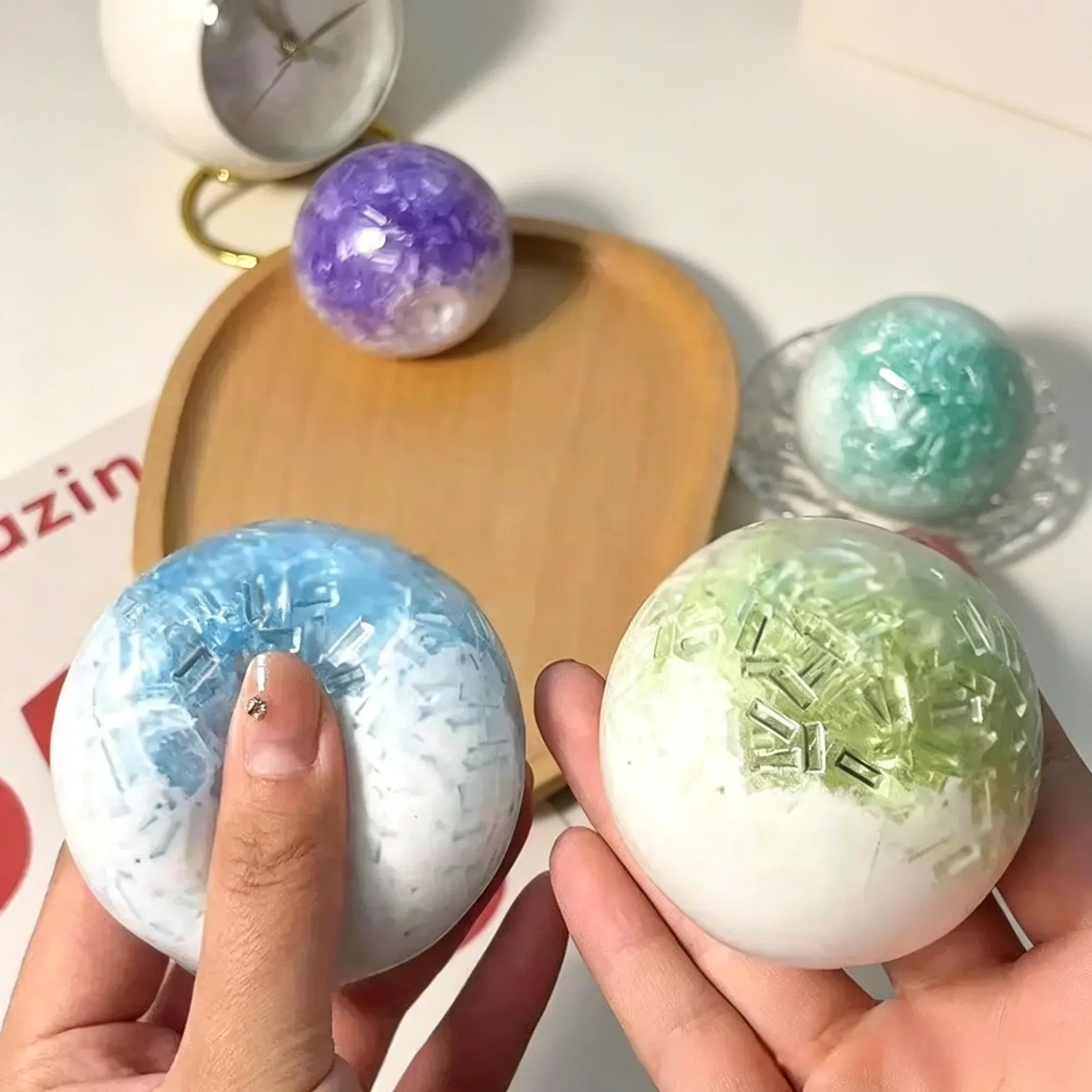 1-20PCS Crushed Ice Cream Soft Squishy Ball Stress Relief Handmade Decor Squeeze Decompression Fidget for Adult Oasis Select