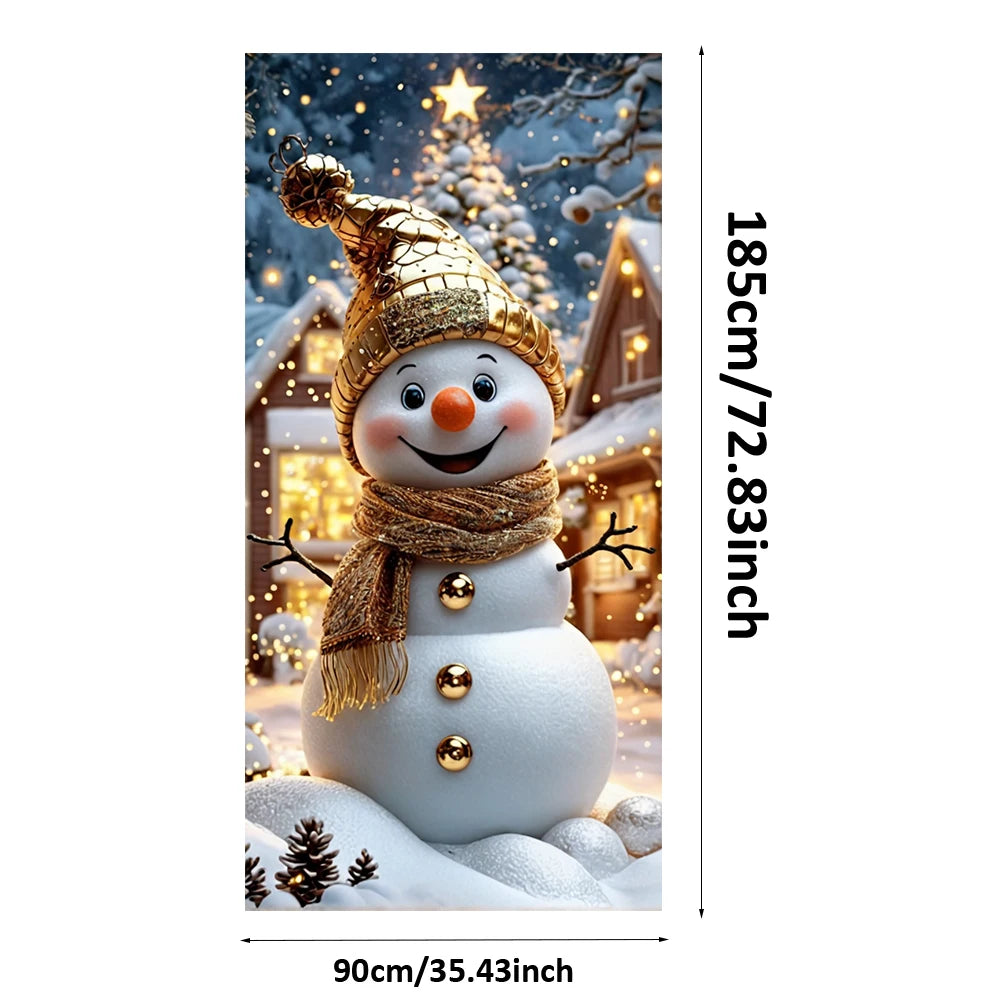 Snowman Christmas Door Banner - Festive front door cover, polyester festive decorations for indoor and outdoor use Oasis Select Snowman A-180x90cm