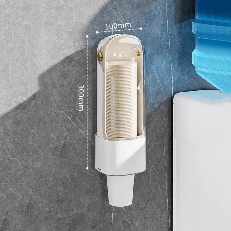 No-Drill Wall-Mounted Disposable Cup Dispenser | Dustproof Holder