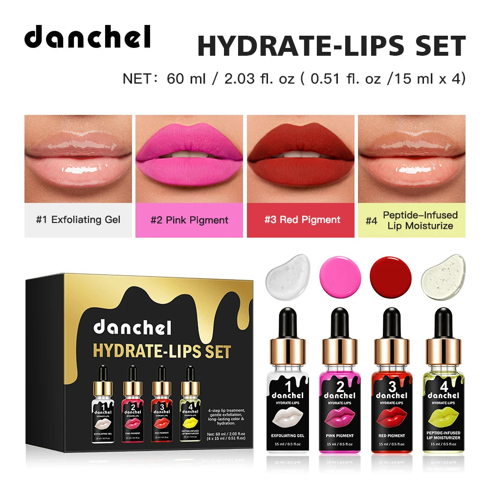 Hydrate-Lips Set Gentle Exfoliation Formula Long-Lasting Color Deep Nourishment Full Uniform Color Micro Needle Lip Gloss Kit Oasis Select Lip Gloss Set