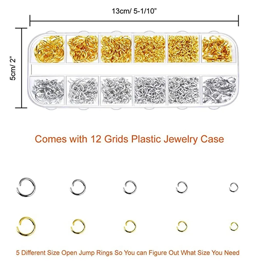 About1200pcs Gold Silver Open Jump Ring and Lobster Clasp Jewelry Accessory Set with Pliers Oasis Select