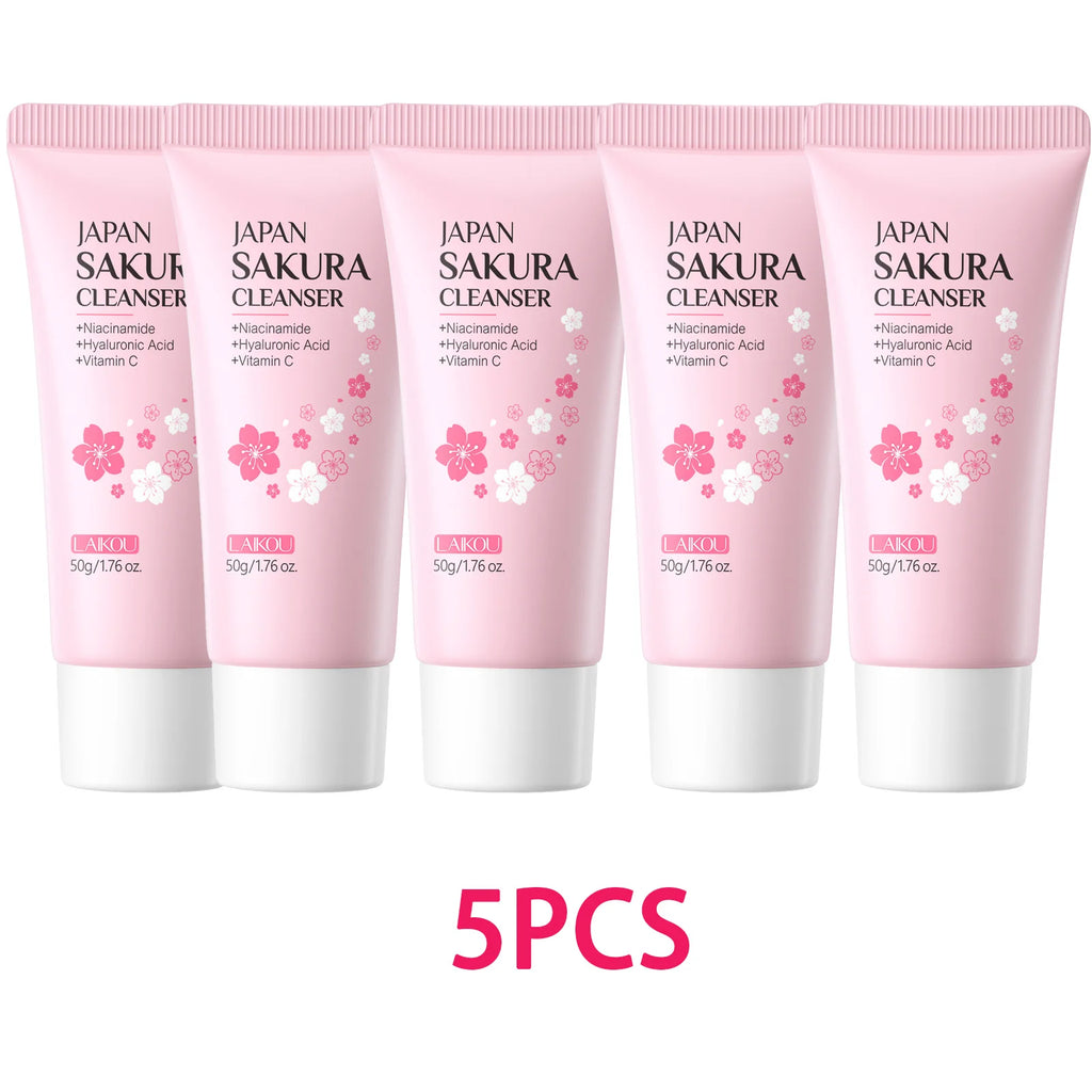 Laikou Sakura Facial Cleanser 50g – Oil Control & Brightening Facial Cleanser Oasis Select 5PCS