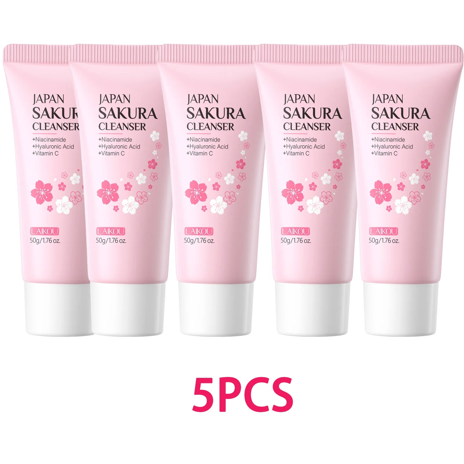 Laikou Sakura Facial Cleanser 50g Deep Pore Cleansing Oil Control Moisturizing Brightening Gentle Face Wash All Skin Types Oasis Select 5PCS