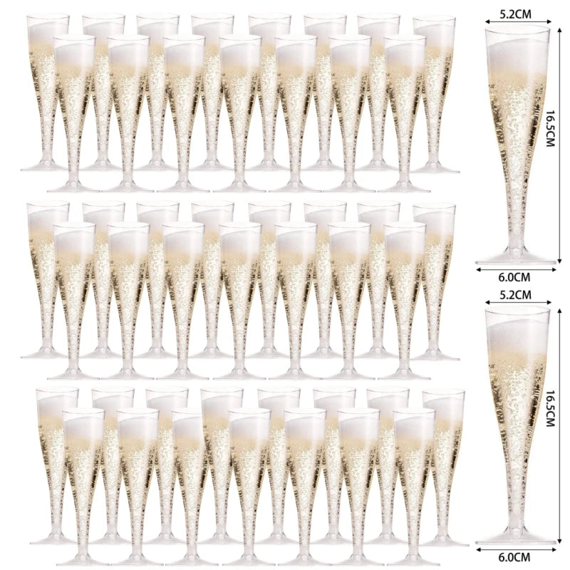 100pcs 5oz Disposable Cups Sparkling Champagne Bar Cups Plastic Champagne Flutes Clear Toasting Glasses for Weddings Party Oasis Select