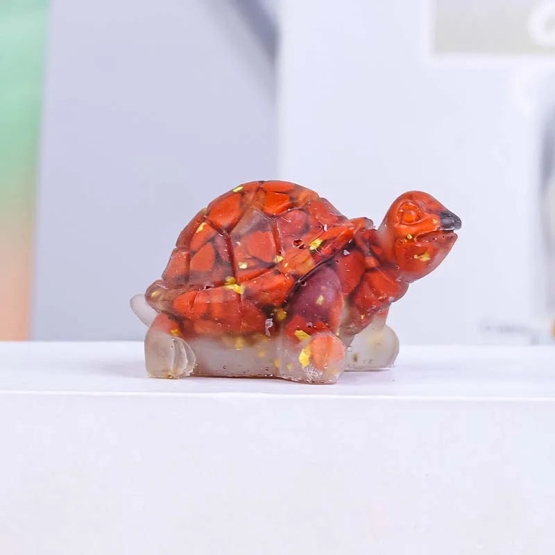 Turtle Natural Crushed Stone Decorative Ornament Crystal Raw Stone Animal Resin Drip Glue Craft Creative Jewelry Accessories Oasis Select 2