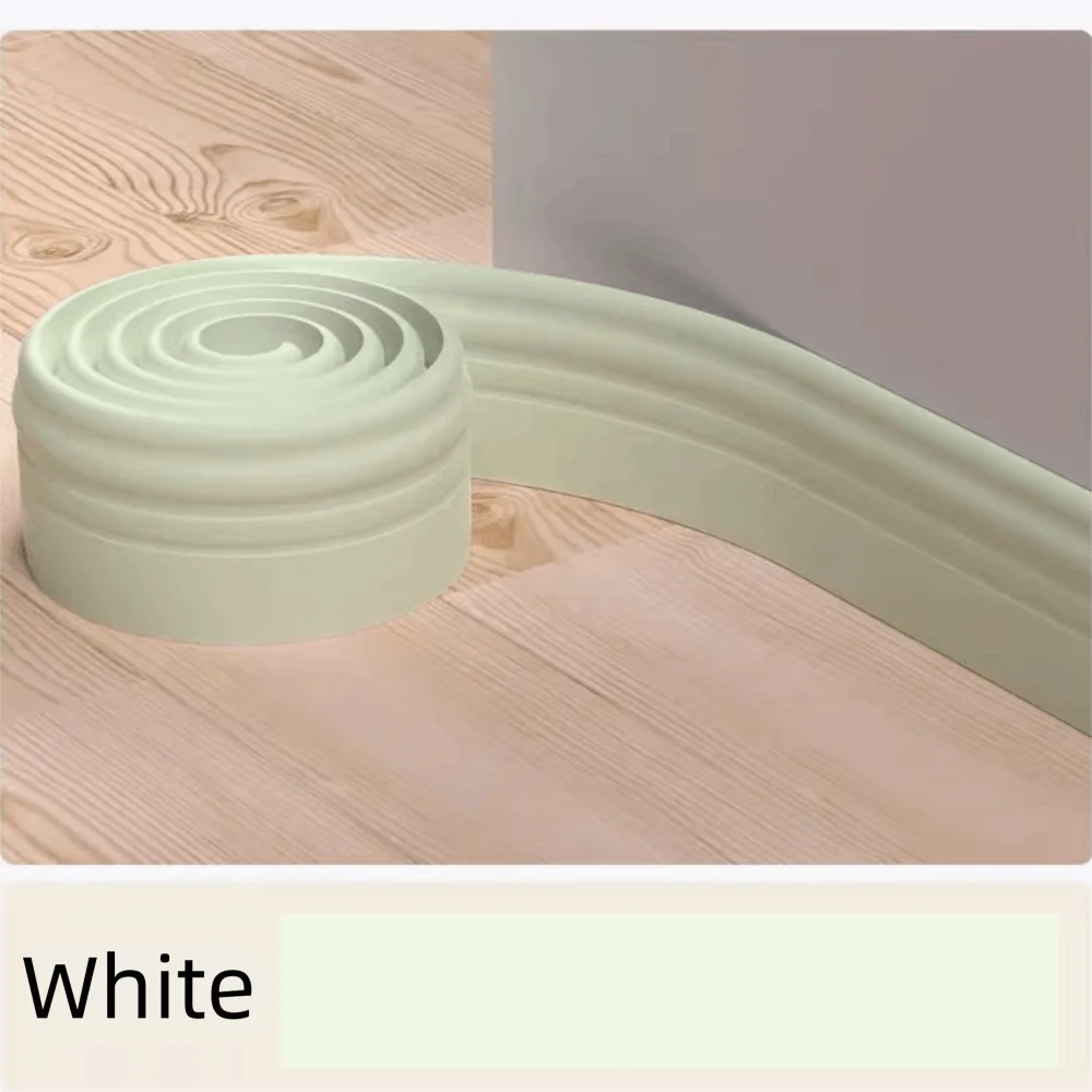 1M/Roll 3D Self Adhesive Skirting Line Wall Sticker Thickened Anti-collision Decoration Strips Living Room Bedroom Corner Line Oasis Select White- Width-10cm