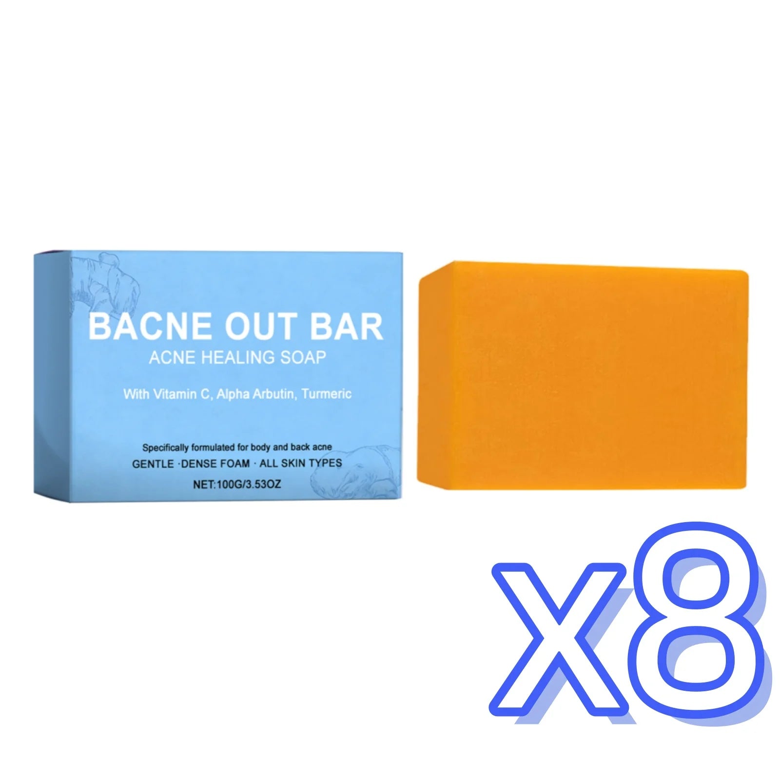 Turmeric Body Soap – Acne, Exfoliating & Odor Control 100g Cleansing Body Soap Oasis Select 100g Boxed x 8pcs