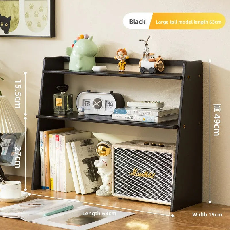 Medieval style shelves, household bedroom cabinets, student desk shelves, multi-layer simple display bookcases, storage shelves Oasis Select Black high 63
