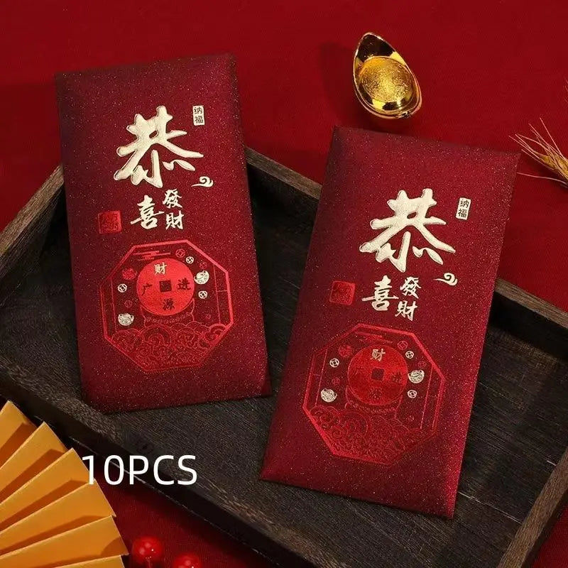 10Pcs/Pack Chinese Red Envelope Snake New Year Spring Festival Matte Hot Gold Red Bag Money Envelopes Red Packet Gift Envelope Oasis Select A5