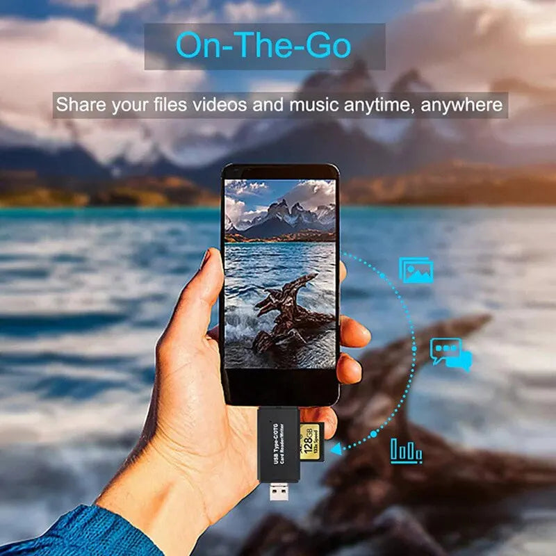 USB Type C Adapter 3 in 1 Computer Android Mobile Phone Dual Use Typec Multifunctional OTG Card Reader Mini Camera TF SD Card Oasis Select