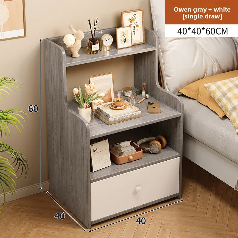 Bedside table Bedroom Simple storage Locked storage cabinet Small bedside storage shelf Rental house Mini low cabinet Oasis Select Grey 40