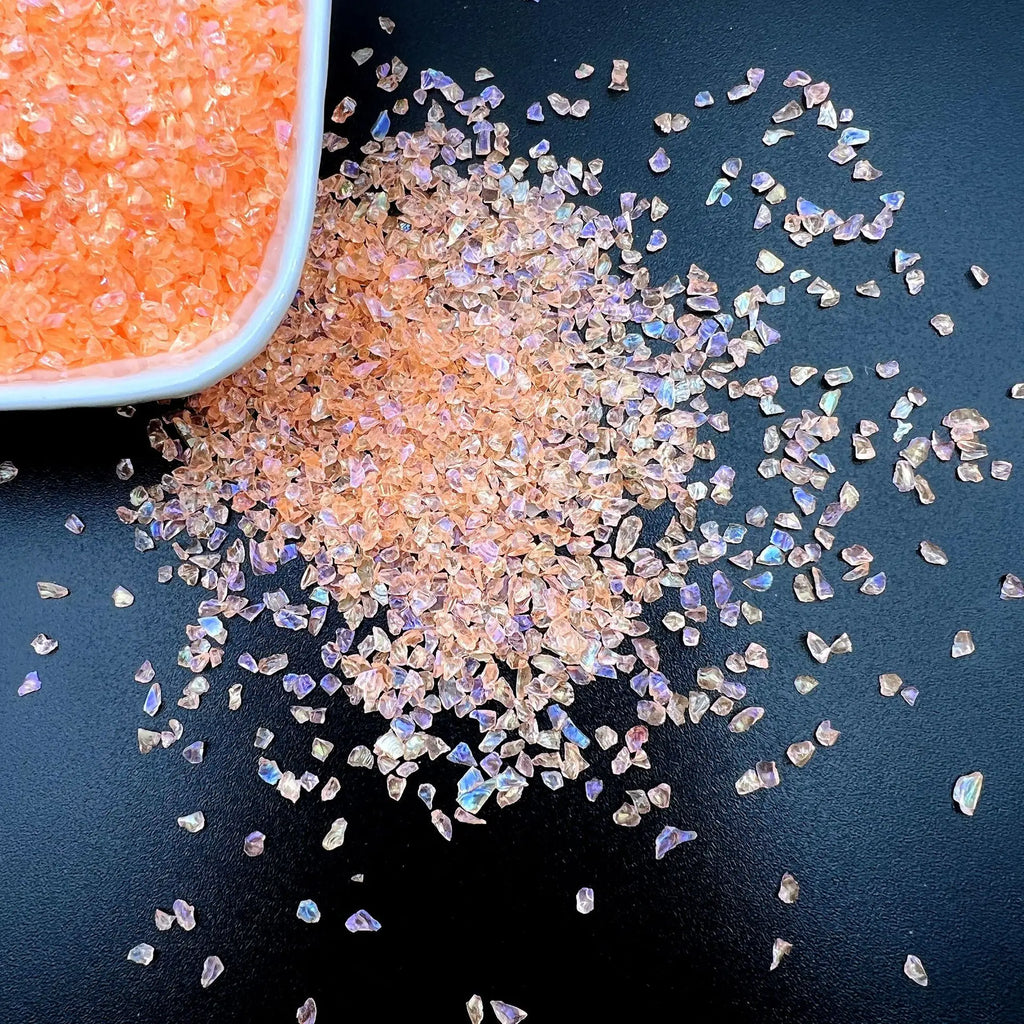 20g Glass Crushed Stone Irregularity Crystal Gravel Filling For DIY Epoxy Resin Mold Filler Crafts Decorative Nail Art Filler Oasis Select Orange 20g