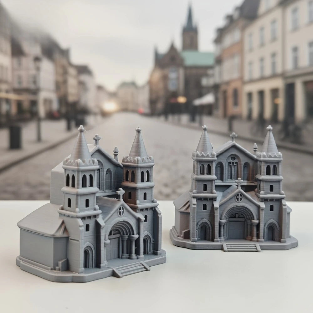 Medieval Castle Church Model Kit Gothic Cathedral Building Figurine Desktop Ornament Miniature Architecture Decor for Hobbyists Oasis Select