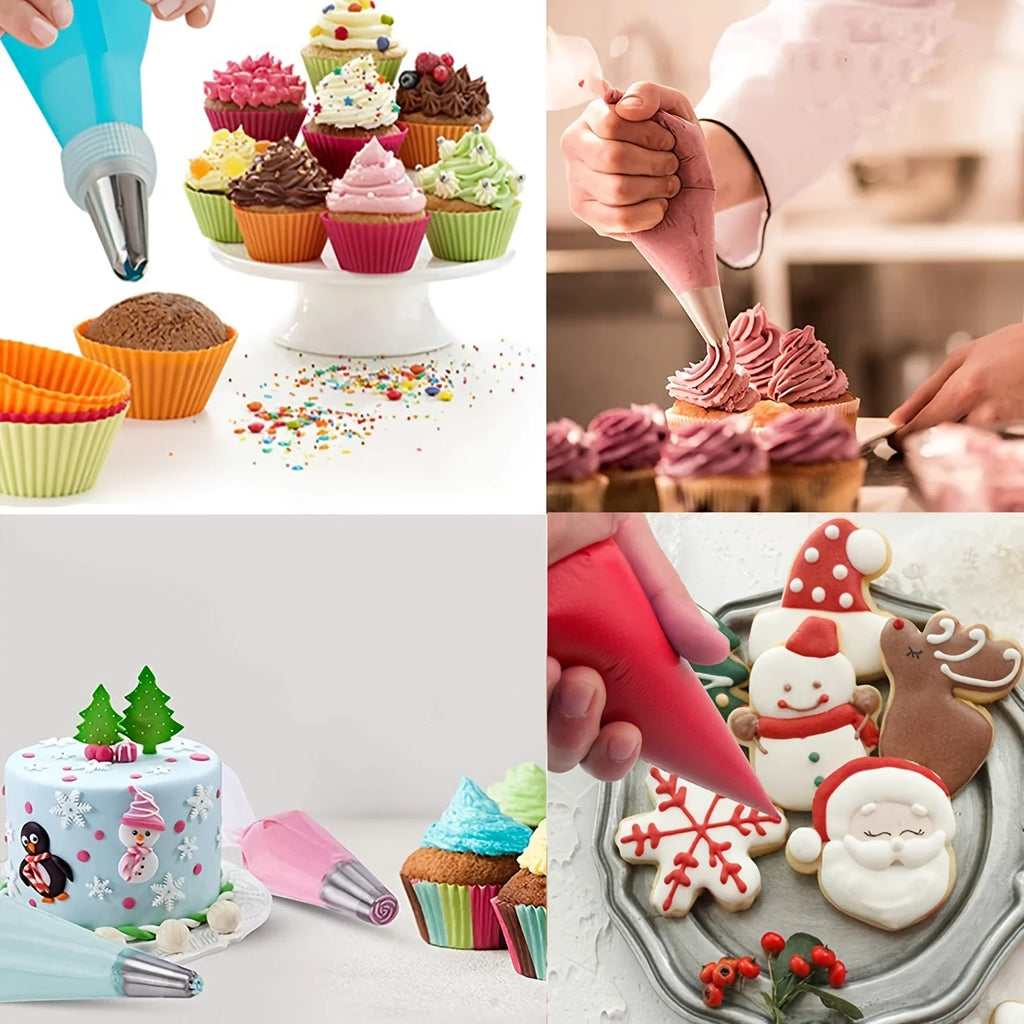 100pcs Decorated Bag Set with 4 Pastry Bag Ties, Clips Disposable Piping Pastry Bag for Decorating Cookie Baking Bags Set Tools Oasis Select