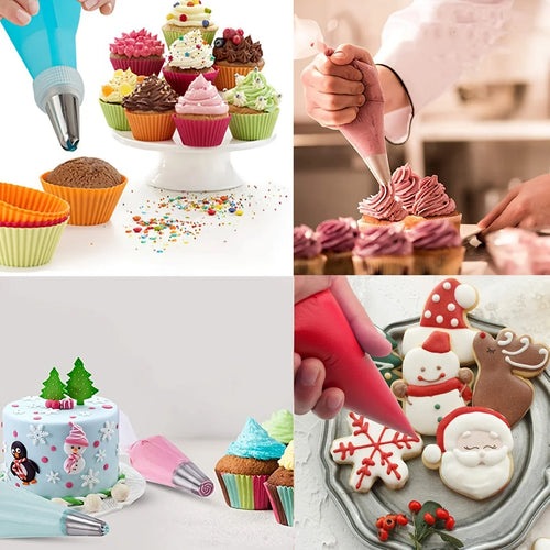100pcs Decorated Bag Set with 4 Pastry Bag Ties, Clips Disposable Piping Pastry Bag for Decorating Cookie Baking Bags Set Tools Oasis Select