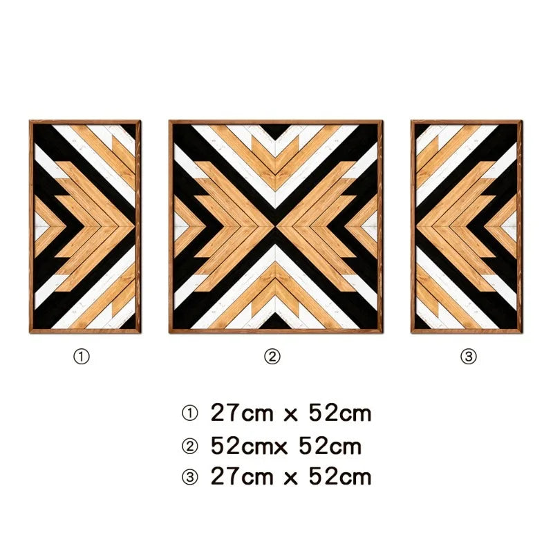 Wall Stickers Wooden Frame Paintings Nordic Geometric Patterns Living