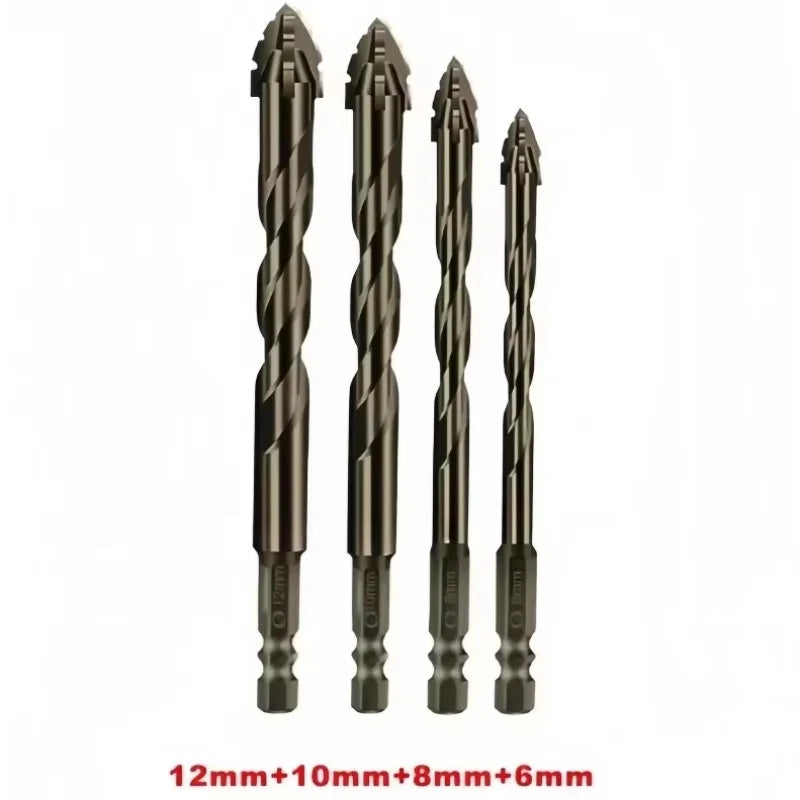 4pcs Concrete Drill Bit Kit Tungsten Carbide Drill Hard Alloy Cross Drill Bits Set for Glass Plastic Wood Brick Puncher Oasis Select 4PCS