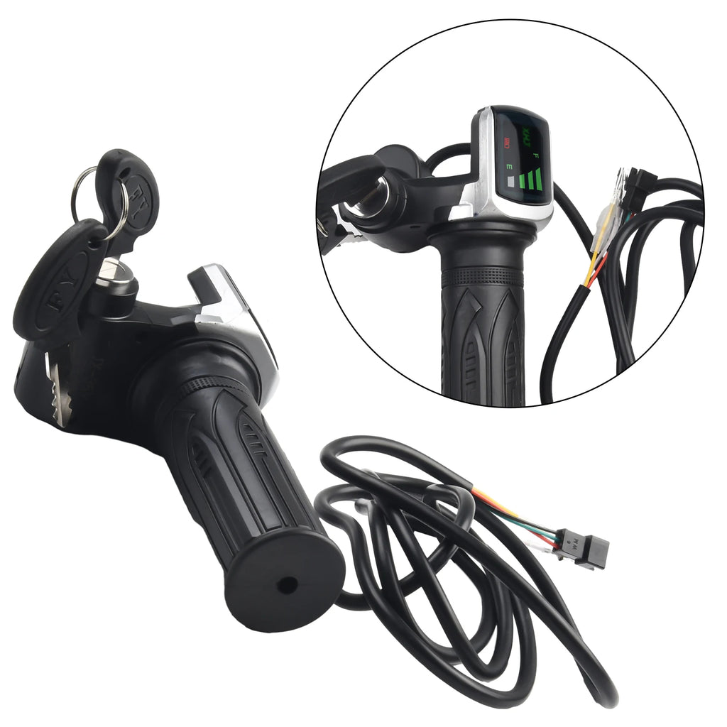 Sleek 36/48V E Bike Throttle with Integrated LED Display Ergonomic Scooter Bicycle Grip for Balanced Power Management Oasis Select