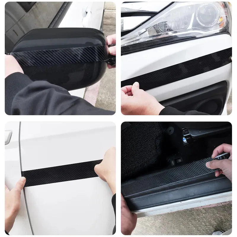 1/3Pcs Carbon Fiber Stickers Door Sill Anti-stepping Protector Trunk Bumper Side Mirror Anti Scratch Tape Auto Decals Oasis Select