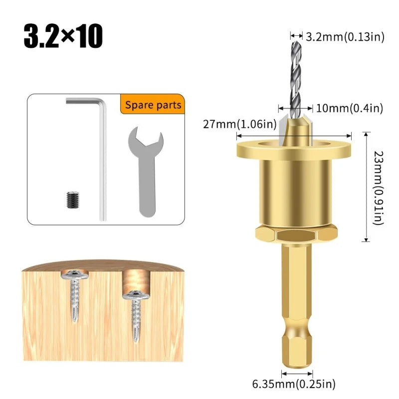 1/5Pcs CNC Adjustable Hexagonal Handle Cutter Woodworking Tools Countersink Drill Router Bit for Wood Installation Limit Hole Oasis Select 3.2x10