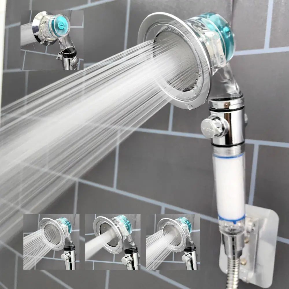 Luxury Design 3 Modes Turbo Fan Shower Head High Pressure Water Saving Spray Adjustable Showerhead Filters Bathroom Accessories Oasis Select Clear Shower A