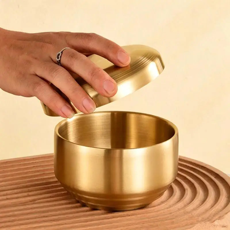 Korean 304 Double-layer Stainless Steel Rice Bowl With Lid Soup Rice Bowl Cuisine Home Creative Child Small Bowl Cuisine Oasis Select