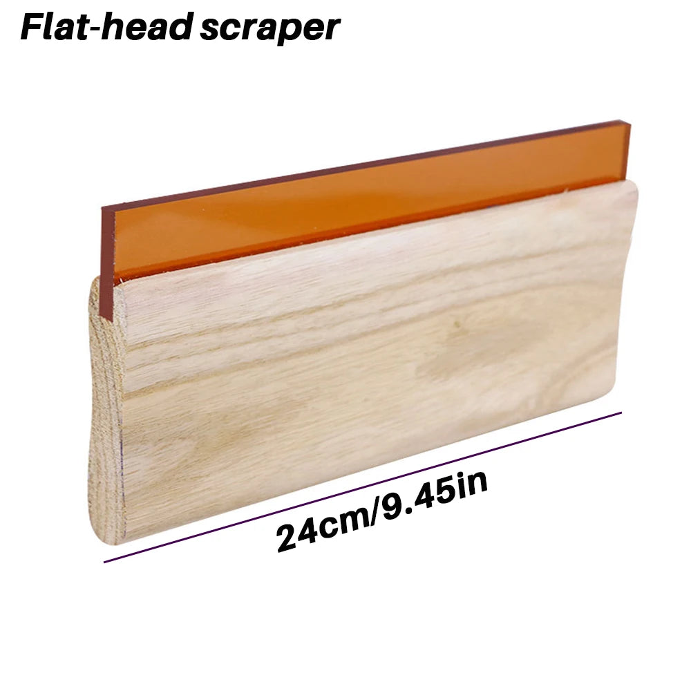 Screen Printing Squeegee with Wooden Anti-Slip Handle, High-Elastic Silicone Blade, Water-oil dual use, Anti-stick, Easy clean Oasis Select 24cm Flat