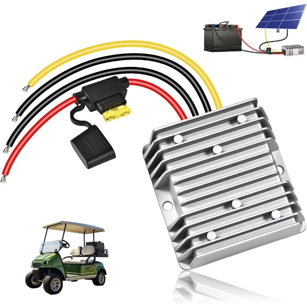 36V 48V Step Down to 12V Converter 20A Voltage Regulator with Fuse Waterproof Voltage Reducer for Golf Cart Club Car LED Lights Oasis Select 36V 48V to 12V 20A