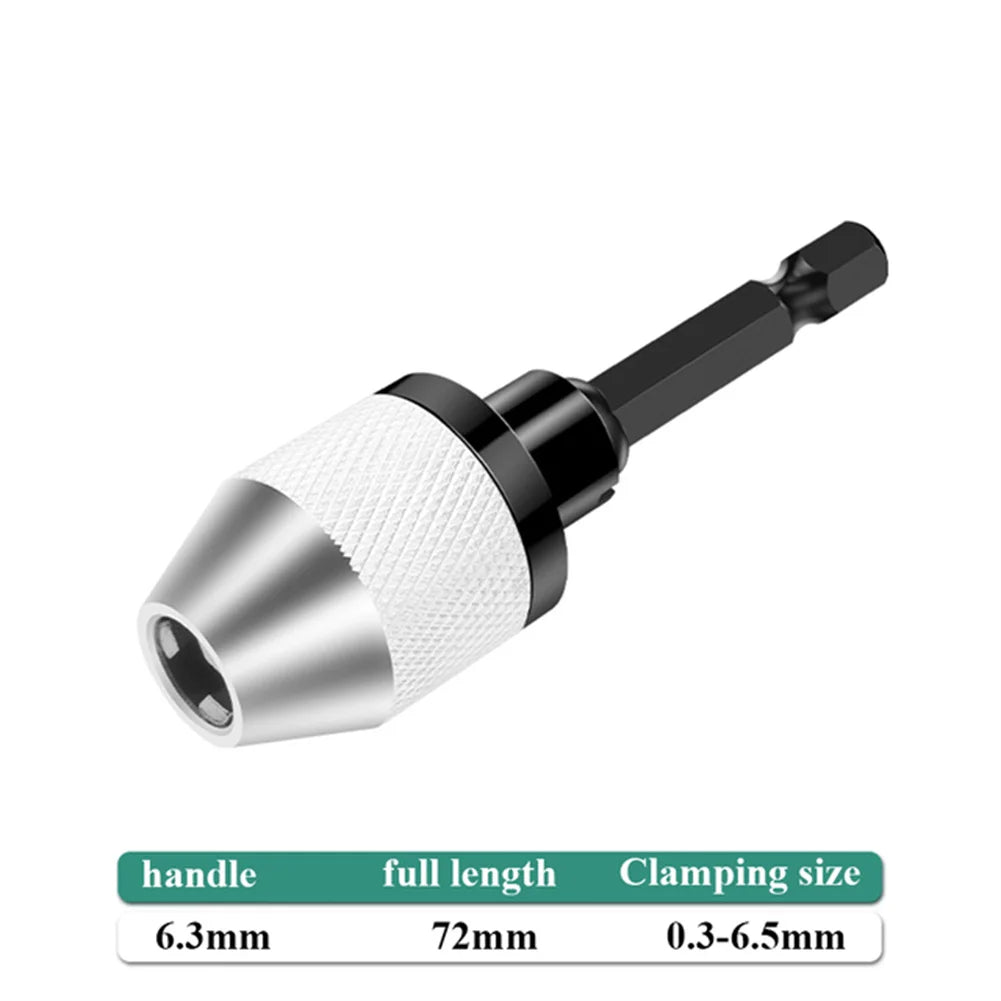 Drill Chuck Keyless Screwdriver Impact Driver Adaptor Electric Micro Motor Clamp 6.35mm Hex Shank Quick Change Converter Oasis Select 0.3-6.5mm