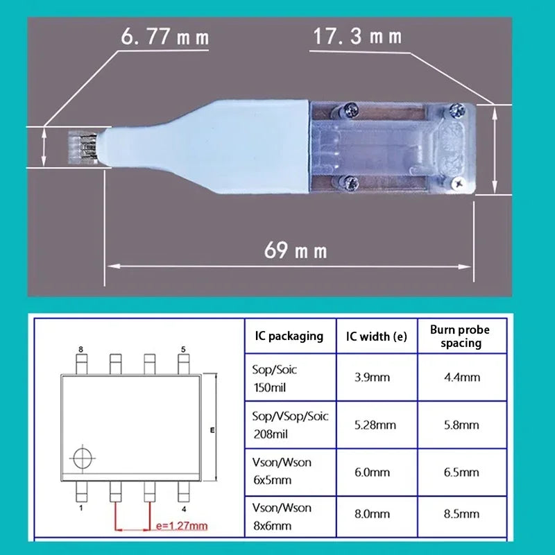 Sop8 W-son Chip Download Burn Write Probe Spring Needle Flash Eeprom Chip Burner Cable Oasis Select