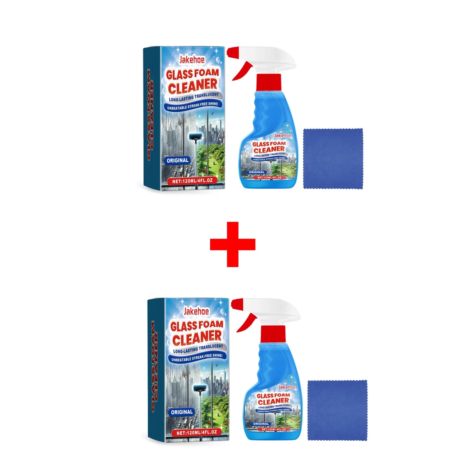 JAKEHOE Glass Foam Cleaner – Streak-Free Windows & Mirrors 120ml Glass Foam Cleaner Oasis Select 2 X 120ml boxed