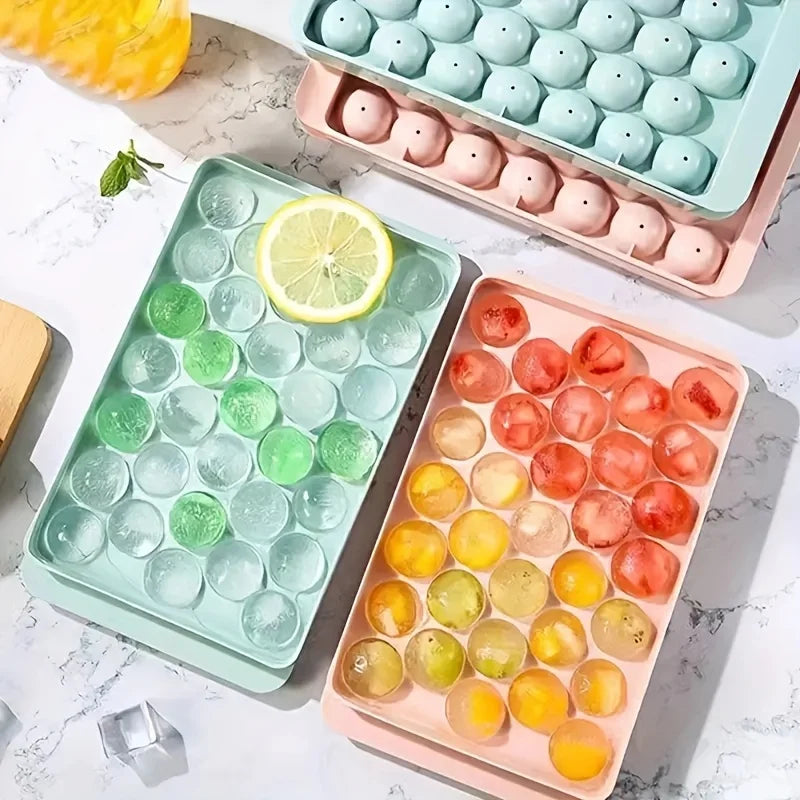 33-Cavity Round Silicone Ice Cube Tray for Making Clear Ice Balls & Spheres Beverages, Kitchen Use, Cocktail Ice Mold Stylish Oasis Select