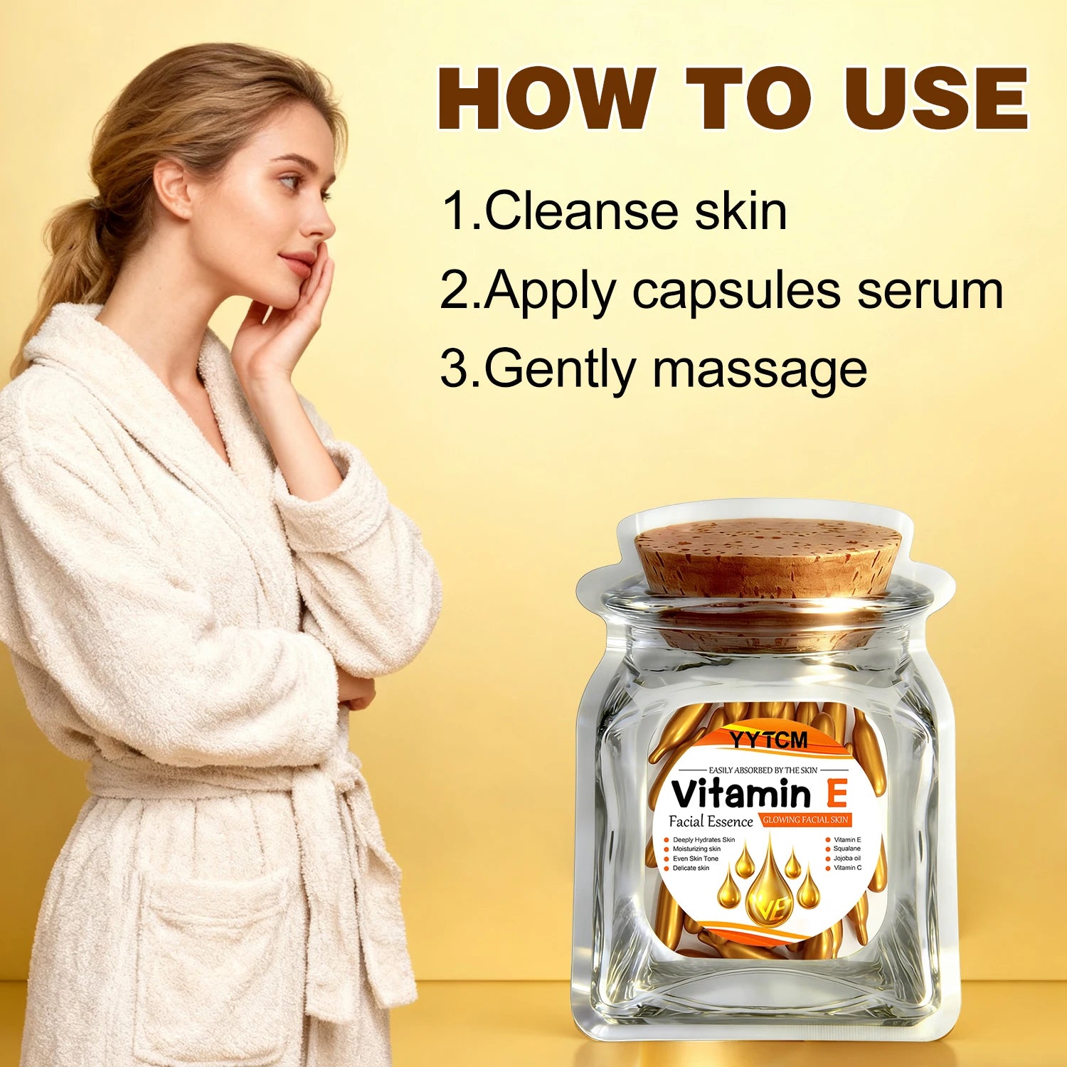 Vitamin E Deep Moisturizing Capsule Essence–Hydrates Smooths Skin. Formulated Squalane Vitamin 18/30/48/60/90/180 Capsules Oasis Select