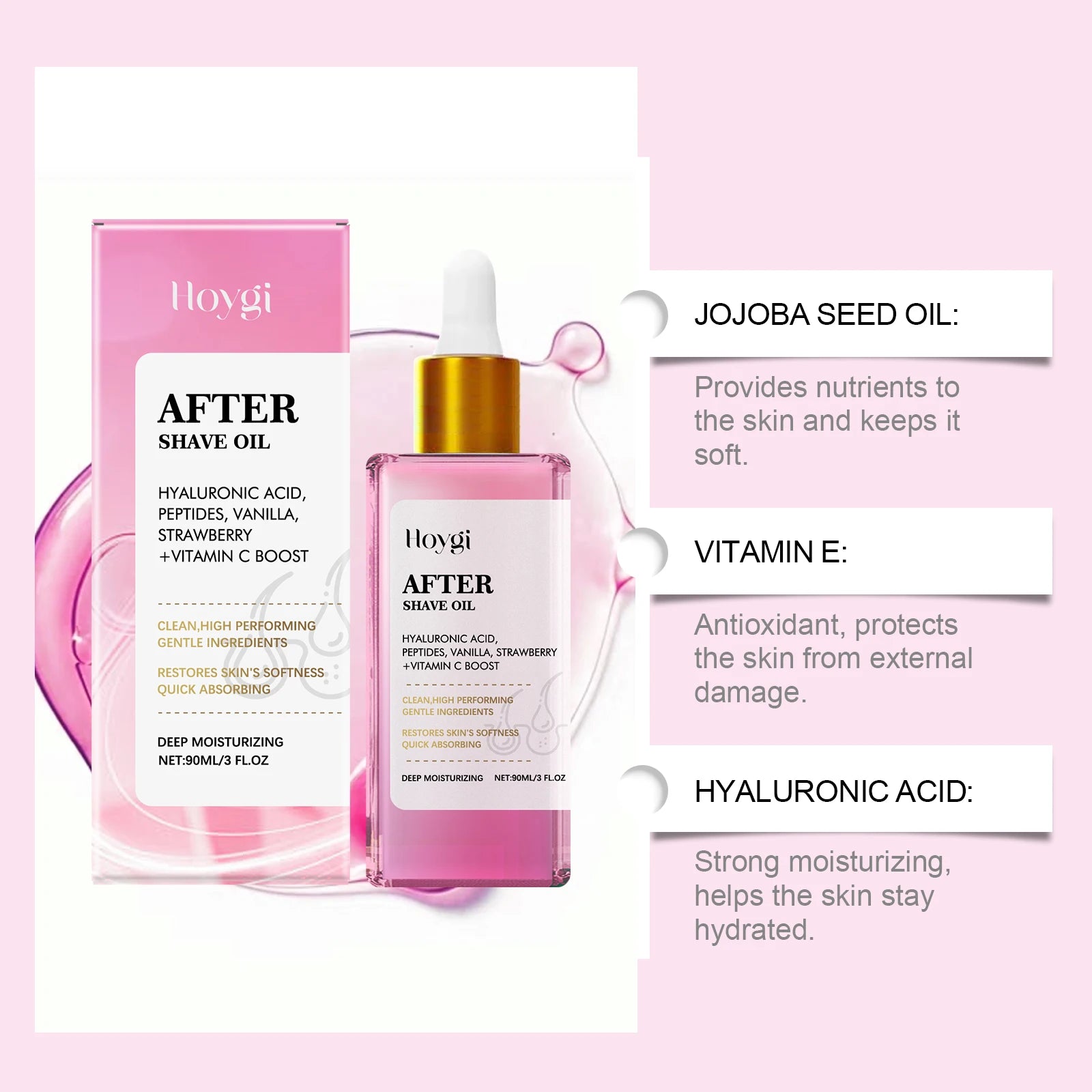Strawberry Vanilla After Shave Oil for Smooth Skin Moisturizing Soothing Depilation Essential Oil Prevent Ingrown Hairs & Drynes Oasis Select