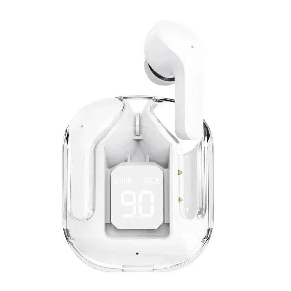 True Wireless Bluetooth Headset Transparent Design with LED Digital Display Stereo Sound TWS Earphones for Sports Working-Air 31 Oasis Select White