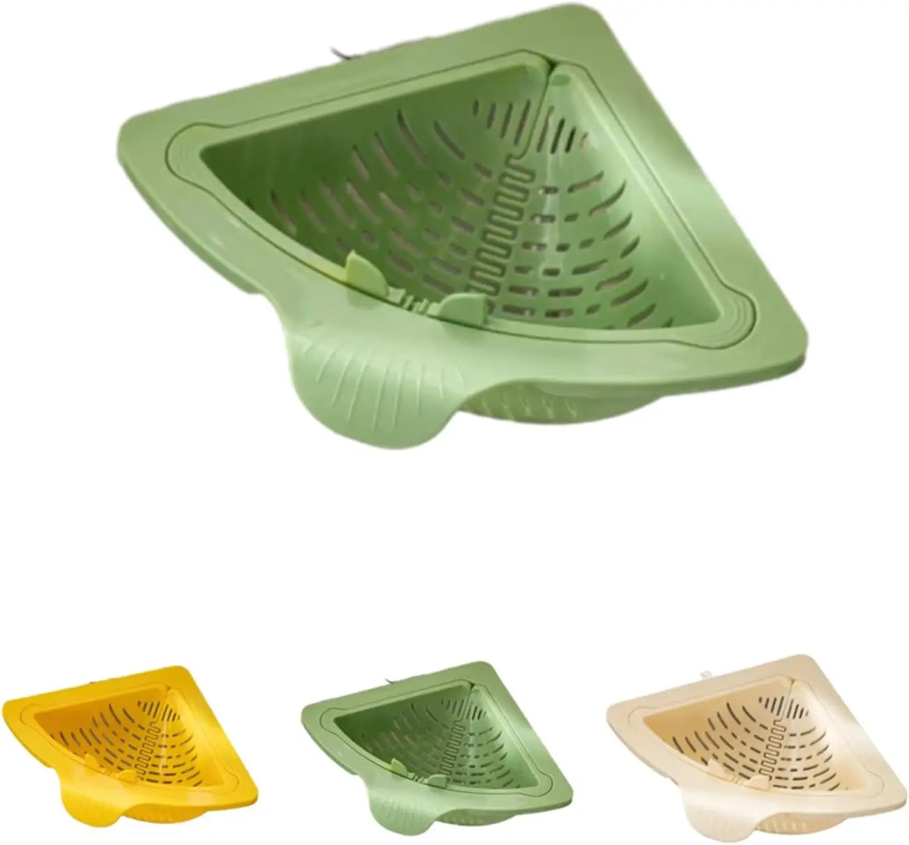 Magnetic Triangle Sink Strainer Basket Food Catcher & Drain Basket for Fruits Vegetable Scraps, Corner Kitchen Sink Organizer Oasis Select Green