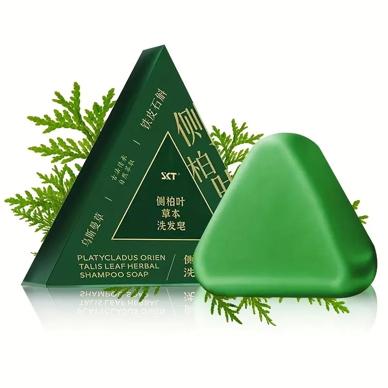 Cypress Leaf Usman Grass Shampoo Soap, rich in extracts of ginseng, side cypress leaves and other herbs, gently cleanses hair Oasis Select