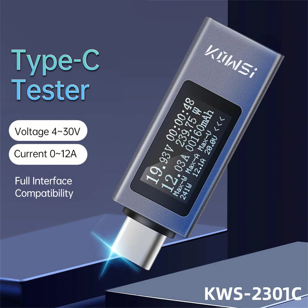 KWS-2302C USB Tester Voltmeter Ammeter Current Voltage Power Meter Current Tester Capacity Tester Cut-off Power Indicator Oasis Select