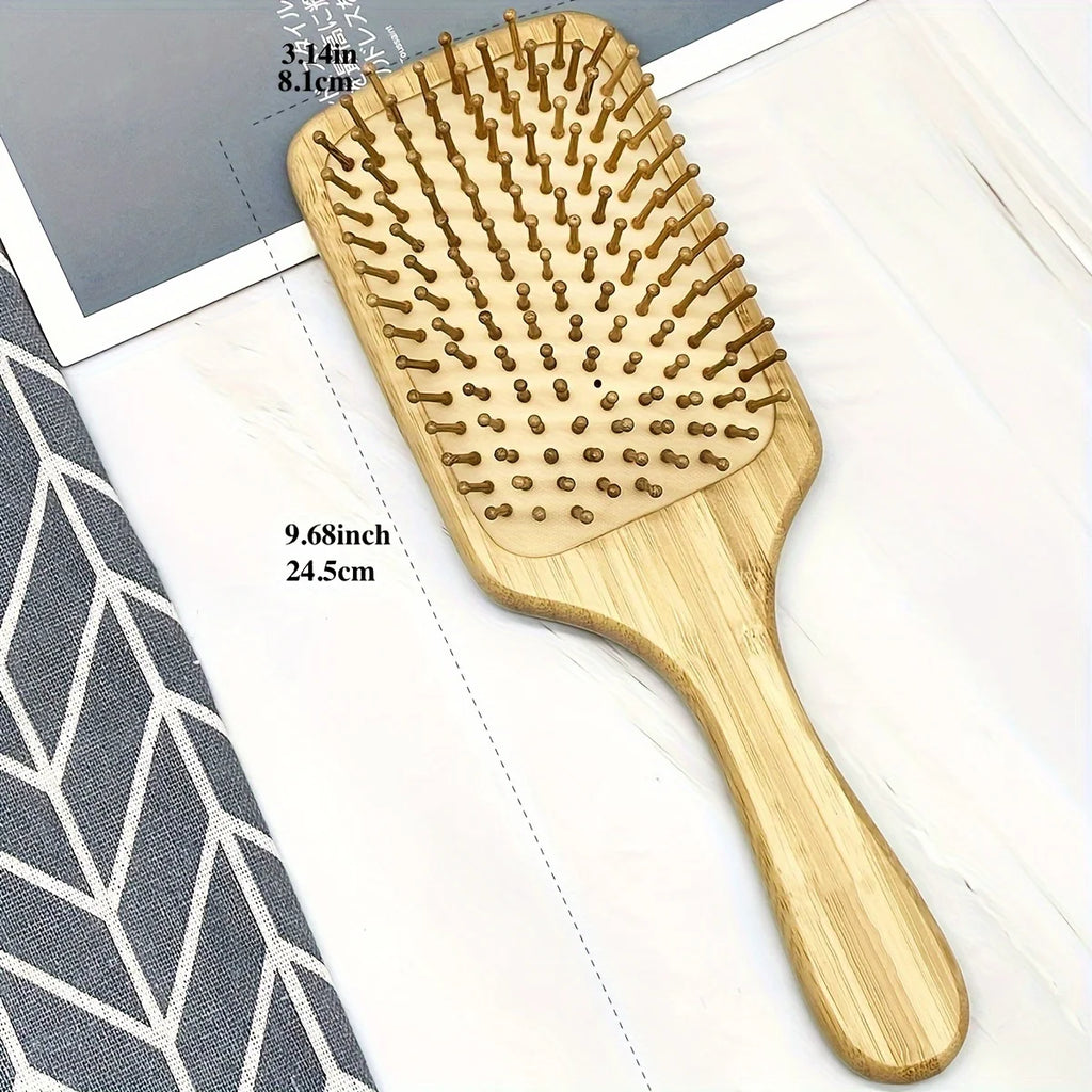 1pc Natural Bamboo Square Comb with Sunflower Print - Anti-Static Hairdressing Comb for Bridal Party Gifts/Daily Care Oasis Select
