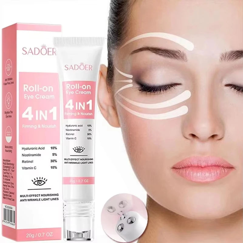 SADOER 4-in-1 Roll-On Eye Cream | Retinol, Vitamin C & Niacinamide Eye Cream Serum Oasis Select 1pc