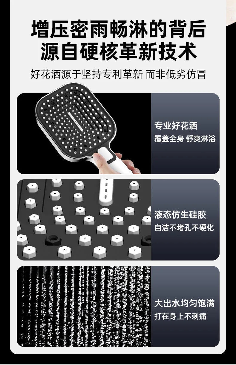 Luxury 3 Modes Large Panel Rectangular 120mm Rainfall Shower Head High Pressure Water Saving Shower Mixer Bathroom Accessories Oasis Select