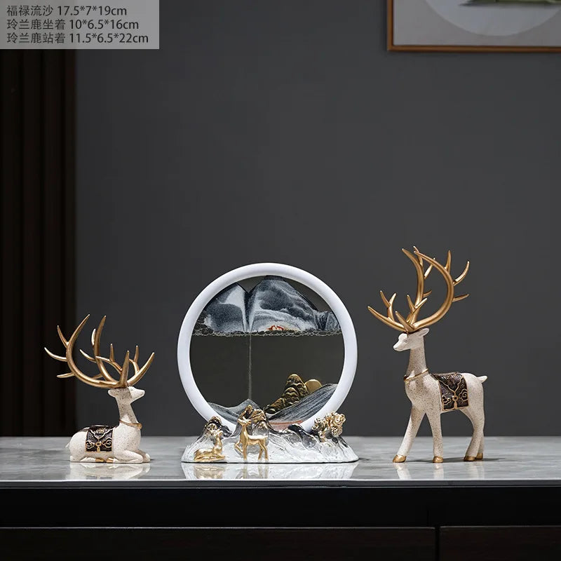 Quicksand Painting Creative Hourglass New Chinese Light Luxury Decoration TV Cabinet Living Room Wine Cabinet Decoration Oasis Select E