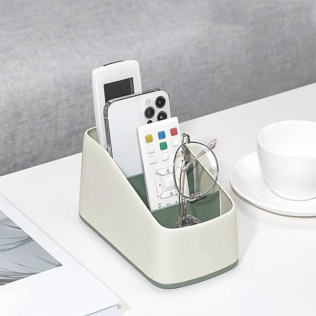 4-Slot Desktop Remote Control & Phone Organizer Box