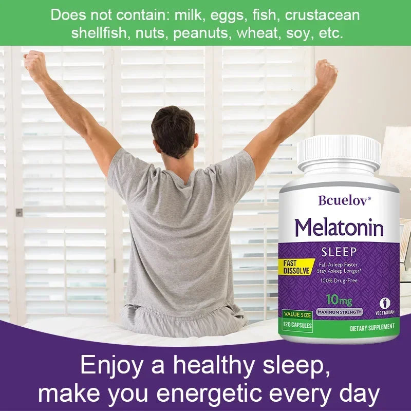 Bcuelov Melatonin Sleep Supplement | 30/60/120 Capsules