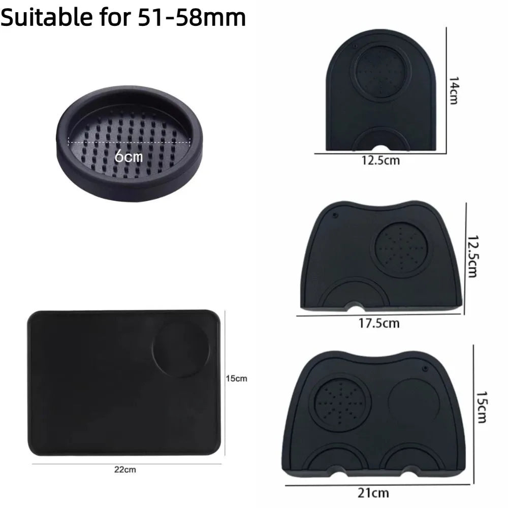Silicone Espresso Coffee Tamper Mat Station Non Slip Coffeeware Press Tampering Holder 51-58mm WDT Tools Silicone Corner Mat Pad Oasis Select