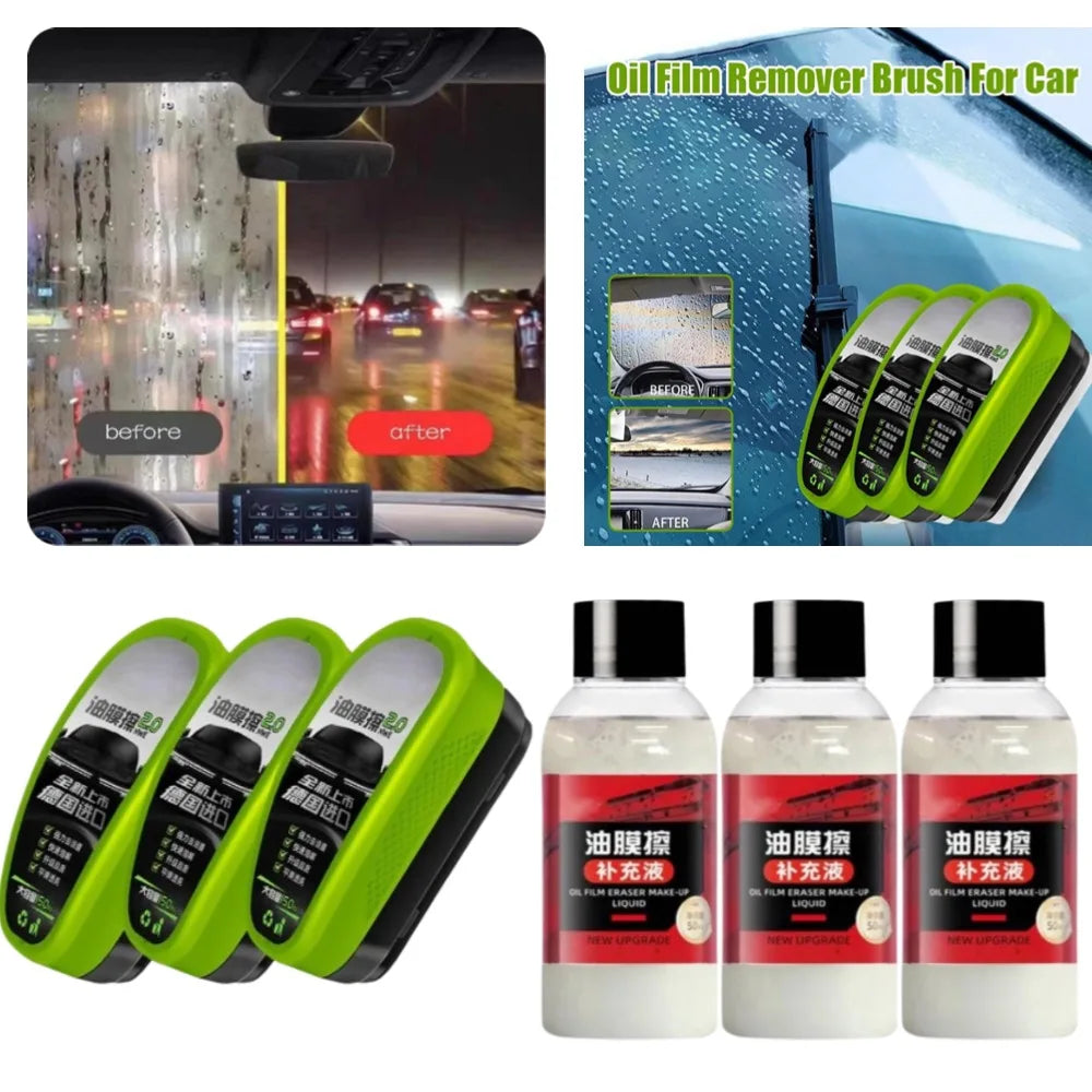 Car Glass Oil Film Remover Automotive Glass Sponge Cleaning Brush Front Inner Windshield Glass Oil Film Cleaner For Car Cleaning Oasis Select