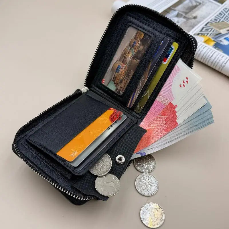1PC Men Wallets Leather Zipper Purse Man Slim Card Horders Quality Male Short Multi-card Wallet Coin Pocket Purse Oasis Select