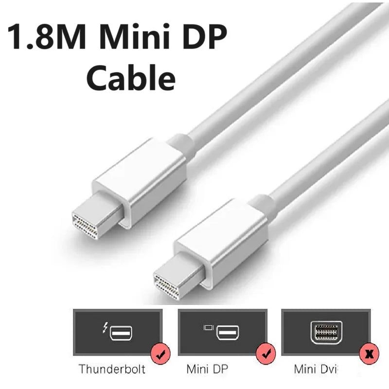 Mini Displayport Extension Cable Mini DP to Mini DP Displayport Cable DP Adaptor for Macbook/Mac 1.8m High quality HD Cable Oasis Select