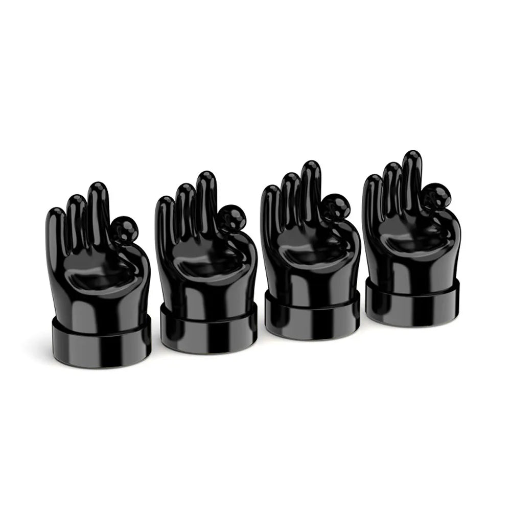 Gesture Tire Valve Stem Caps Covers, Funny Tire Air Caps Universal for Cars,Trucks, SUV, Motorcycles, Bike Oasis Select B-Black